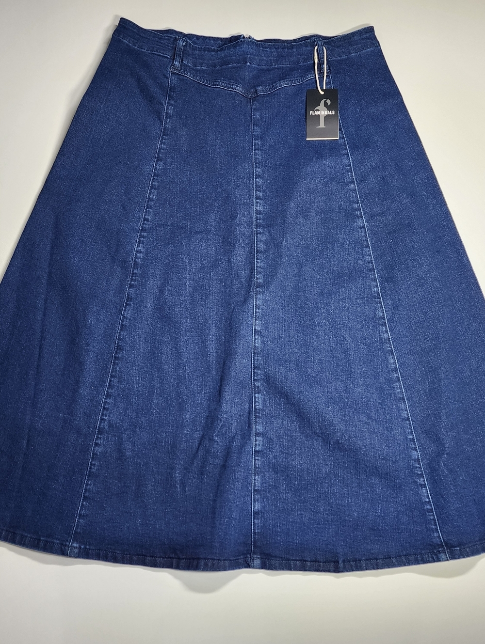 NWT Plus Size Denim Midi Skirt Stretch High Rise 2XL Casual Chic